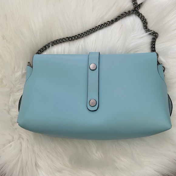 Leather, light blue crossbody bag - Picture 4 of 5